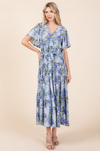 将图片加载到图库查看器,New Summer Floral Tie Waist Flutter Sleeve Tiered Dress For Women – Feminine, Elegant, Cheerful, Bohemian Chic, Flowy & Graceful
