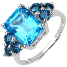 Load image into Gallery viewer, 4.72 Carat Genuine Swiss Blue Topaz & London Blue Topaz .925 Sterling Silver Ring
