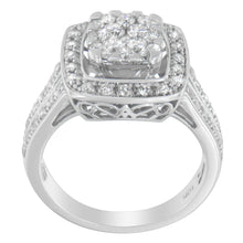 Load image into Gallery viewer, 10K White Gold Diamond Cluster Ring (1 Cttw, H-I Color, SI2-I1 Clarity) - Size 6-1/2