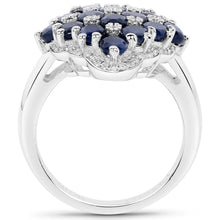 Load image into Gallery viewer, 3.48 Carat Genuine Blue Sapphire and White Zircon .925 Sterling Silver Ring