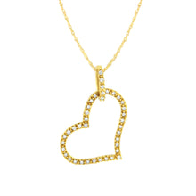 Load image into Gallery viewer, 10K Yellow Gold 1/4 cttw Prong Set Round-Cut Diamond Open Heart 18" Pendant Necklace (K-L Color, I1-I2 Clarity)