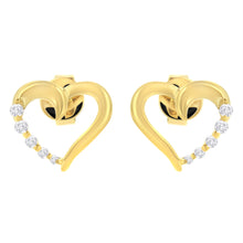 Load image into Gallery viewer, 14K Yellow Gold 1/8 Cttw Diamond Journey Heart Hoop Earrings (K-L Color, I1-I2 Clarity)