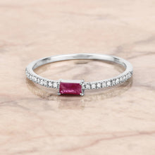 Load image into Gallery viewer, 0.22 Carat Genuine Ruby and White Diamond 14K White Gold Ring