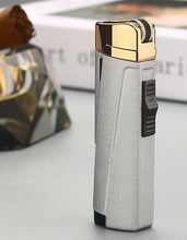 将图片加载到图库查看器,NEW Modern Luxury Grinding Wheel Three Torch Turbo Lighters For Cigarettes Accessories Cigar Smoking Lighters New Metal Design