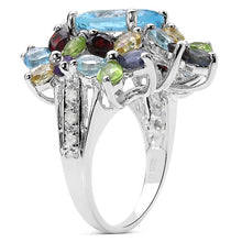 Load image into Gallery viewer, 10.34 Carat Genuine Multi Stone .925 Sterling Silver Ring