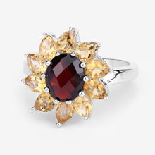 Load image into Gallery viewer, 5.50 Carat Genuine Garnet and Citrine .925 Sterling Silver Ring