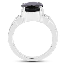Load image into Gallery viewer, 5.29 Carat Genuine Black Sapphire and White Topaz .925 Sterling Silver Ring