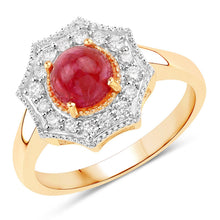 Load image into Gallery viewer, 2.01 Carat Genuine Ruby and White Diamond 14K Yellow Gold Ring