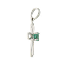 Load image into Gallery viewer, .19ct Emerald Cross Religious Pendant 10KT White Gold