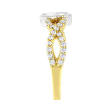 Load image into Gallery viewer, 10K Two Tone Color 5/8 Cttw Diamond Kite and Twist Shank Ring (H-I Color,SI2-I1 Clarity)
