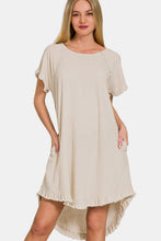 Load image into Gallery viewer, Fringe Edge High Low Flowy Dress with Pockets β High Low Flowy Dress, Boho Fringe Dress, Pocketed Flowy Dress, Bohemian High Low Dress, Stylish High Low Dress, Versatile Boho Dress, Summer Flowing Dress