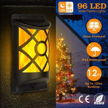 Load image into Gallery viewer, 96 LEDs Waterproof Flame Solar Lights Outdoor