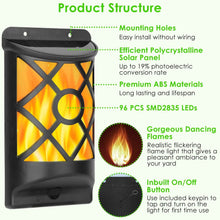 Load image into Gallery viewer, 96 LEDs Waterproof Flame Solar Lights Outdoor