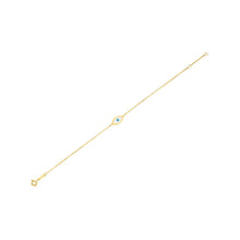 Load image into Gallery viewer, 14k Yellow Gold MOP Evil Eye Bracelet (1.00 mm)