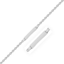 Load image into Gallery viewer, 14k White Gold Figaro Chain Fancy Children's ID Bracelet