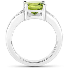 Load image into Gallery viewer, 2.27 Carat Genuine Peridot and White Zircon .925 Sterling Silver Ring