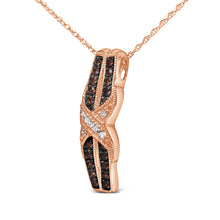 Load image into Gallery viewer, 10K Rose Gold 1/4 Cttw White and Chocolate Brown Diamond Infinity Twist Pendant Necklace (I-J Color, I1-I2 Clarity)