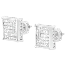 Load image into Gallery viewer, 10K White Gold 2ct TDW Princess-Cut Composite Diamond Stud Earring (I-J ,I2-I3)