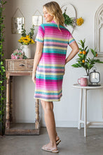 Load image into Gallery viewer, Colorful Full Size Striped Short Sleeve Mini Tee Dress Plus Size Casual Essential Summer Dress