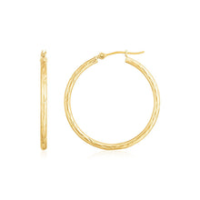 Load image into Gallery viewer, 14K Yellow Gold Diamond Cut Hoop Earrings