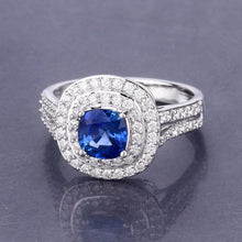 Load image into Gallery viewer, 1.96 Carat Genuine Blue Sapphire and White Diamond 18K White Gold Ring