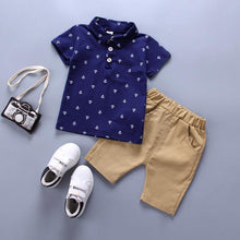 将图片加载到图库查看器,Modern Luxury Baby Boys T shirt And Shorts Anchor Printed Children's Clothing in Elegant Deisgn