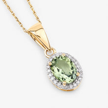 Load image into Gallery viewer, 1.27 Carat Genuine Green Tourmaline and White Diamond 14K Yellow Gold Pendant