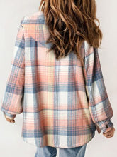 Load image into Gallery viewer, Plaid Snap Down Plush Hooded Jacket Soft & Warm Women Outerwear Cozy And Comfortable Jacket