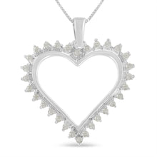 Load image into Gallery viewer, .925 Sterling Silver 1/4 cttw 3-Prong Diamond Open Heart 18" Pendant Necklace (I-J Color, I3 Clarity)