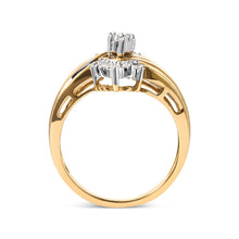 Load image into Gallery viewer, 10K Two-Toned 1/2 Cttw Round And Baguette-Cut Composite Pear Head Diamond Ring (H-I Color, I2-I3 Clarity) - Ring Size 7
