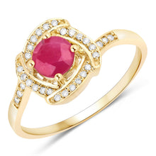 Load image into Gallery viewer, 0.63 Carat Genuine Ruby and White Diamond 14K Yellow Gold Ring