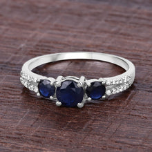 Load image into Gallery viewer, 1.08 Carat Genuine Blue Sapphire and White Diamond 14K White Gold Ring
