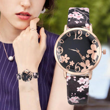 Load image into Gallery viewer, Girl Luxury Watch Women New Fashion Embossed Flowers Small Fresh Printed Belt Dial Watch Female Student Quartz Watch For Women and Girls