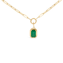 Load image into Gallery viewer, 10K Yellow Gold Emerald Cut 6x4 MM Green Emerald Solitaire Pendant Necklace - 18 inch