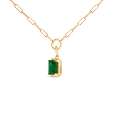 Load image into Gallery viewer, 10K Yellow Gold Emerald Cut 6x4 MM Green Emerald Solitaire Pendant Necklace - 18 inch