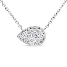 Load image into Gallery viewer, 14K White Gold 1/4 Cttw Round Diamond Composite Teardrop Shape 18" Pendant Necklace - (G-H Color, SI2-I1 Clarity)