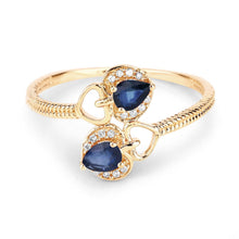 Load image into Gallery viewer, 0.34 Carat Genuine Blue Sapphire and White Diamond 14K Yellow Gold Ring