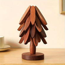 Load image into Gallery viewer, Solid Wood Heat-Resistant Table Mats – Tree-Shaped Coasters Set