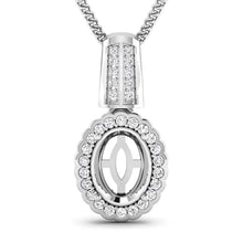 Load image into Gallery viewer, 0.22 Carat Genuine White Diamond 14K White Gold Semi Mount Pendant - holds 9x7mm Oval Gemstone