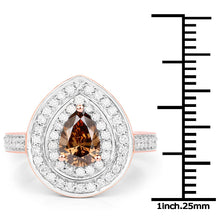 Load image into Gallery viewer, 1.64 Carat Genuine Chocolate Brown Diamond and White Diamond 18K Rose Gold Ring