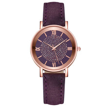 将图片加载到图库查看器,Womens Watches Bracelet Set Starry Sky Ladies Watch Casual Leather Student Quartz Wristwatch Luxury Fashion Minimalist Leather Strap Dress Analogue Quartz Round Elegant Watch