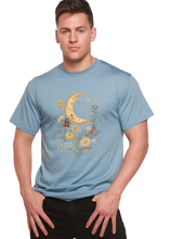 将图片加载到图库查看器,Celestial Moon Boho Flowers Vintage Unisex Bamboo/Cotton Graphic T-Shirt