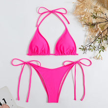 将图片加载到图库查看器,Swimwear Women Bandage Women Triangle Bathing Suits 2 Pieces Bikini Bowknot Swimsuit Bikini Set Swimwear Bikini Sets Bikinis Bathing Suit Push Up Swimsuit Summer Beachwear