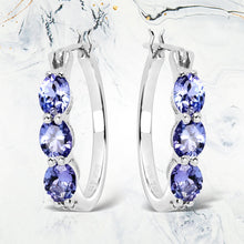 Load image into Gallery viewer, 1.99 Carat Genuine Tanzanite and White Diamond .925 Sterling Silver Earrings