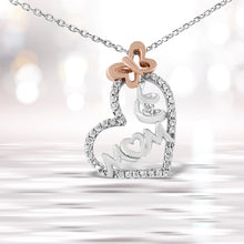 Load image into Gallery viewer, Two Tone .925 Sterling Silver 1/5 cttw Diamond "Mom" and Heart Pendant Necklace (H-I, I1-I2)