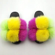 Load image into Gallery viewer, New SeasonSummer Women Slippers Faux Fur Slides For Women Fluffy Slippers House Shoes Woman Slippers Open Toe Fuzzy Fur Slippers Girls Fluffy House Slides Outdoor Indoor Slippers