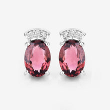 Load image into Gallery viewer, 1.35 Carat Genuine Pink Tourmaline and White Diamond 14K White Gold Earrings