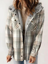 Load image into Gallery viewer, Plaid Snap Down Plush Hooded Jacket Soft & Warm Women Outerwear Cozy And Comfortable Jacket