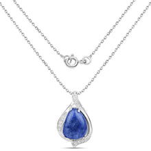 Load image into Gallery viewer, 2.39 Carat Genuine Blue Aventurine and White Topaz .925 Sterling Silver Pendant