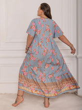 Load image into Gallery viewer, Pink Purple Plus Size Printed Flutter Sleeve Maxi Dress Elegant & Flowy Dress Unique Design